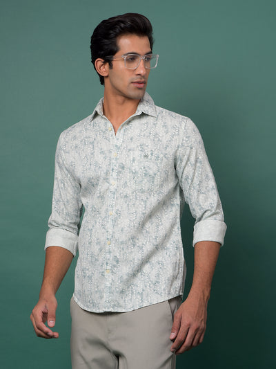 Green Floral Print Shirt-Men Shirts-Crimsoune Club