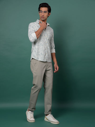 Green Floral Print Shirt-Men Shirts-Crimsoune Club