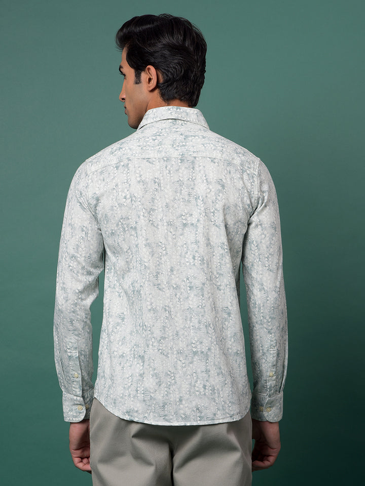 Green Floral Print Shirt-Men Shirts-Crimsoune Club