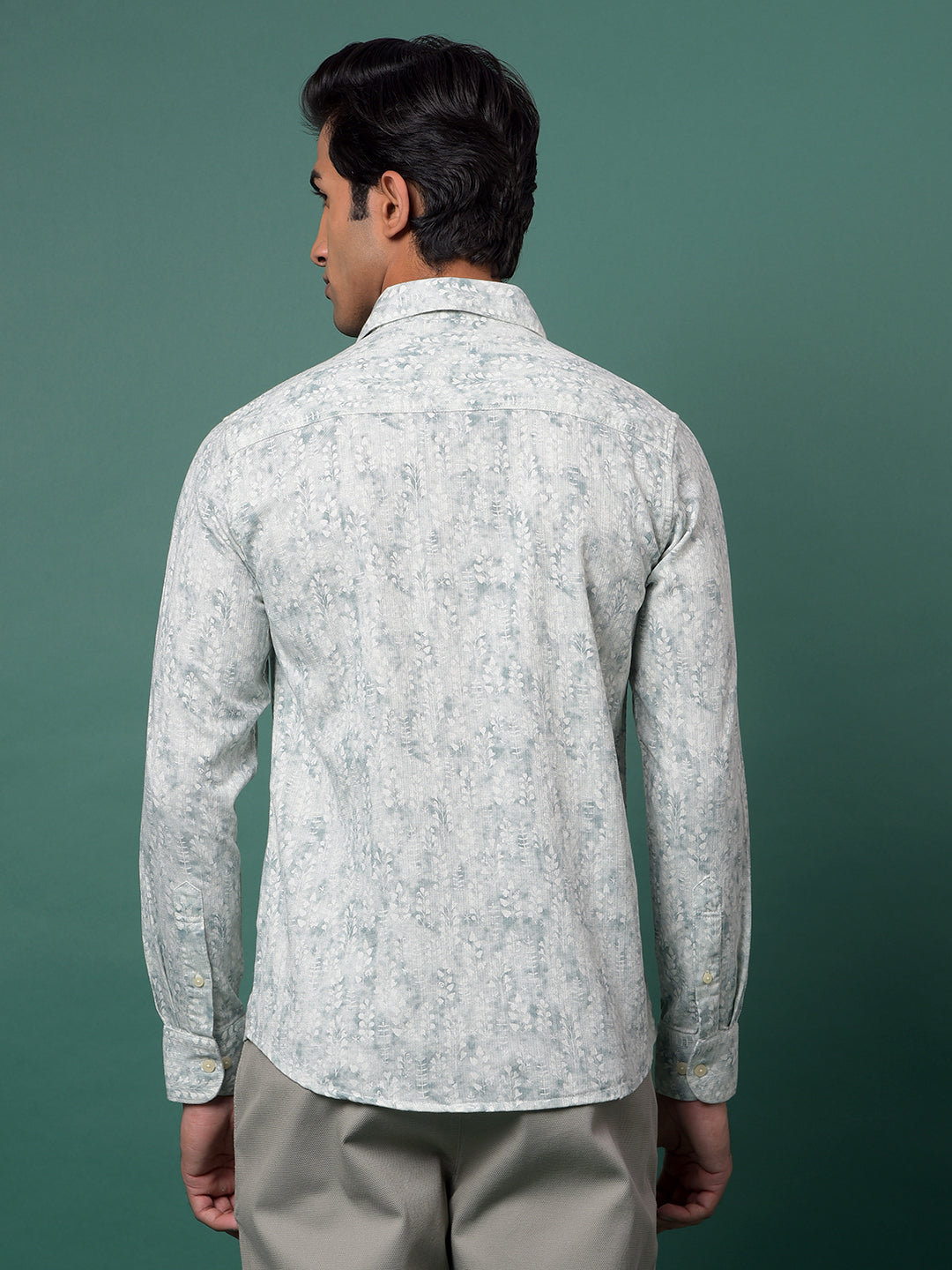 Green Floral Print Shirt-Men Shirts-Crimsoune Club