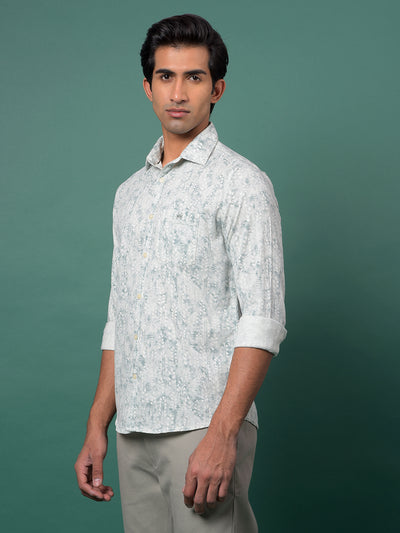 Green Floral Print Shirt-Men Shirts-Crimsoune Club