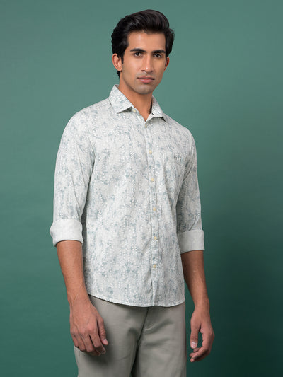 Green Floral Print Shirt-Men Shirts-Crimsoune Club