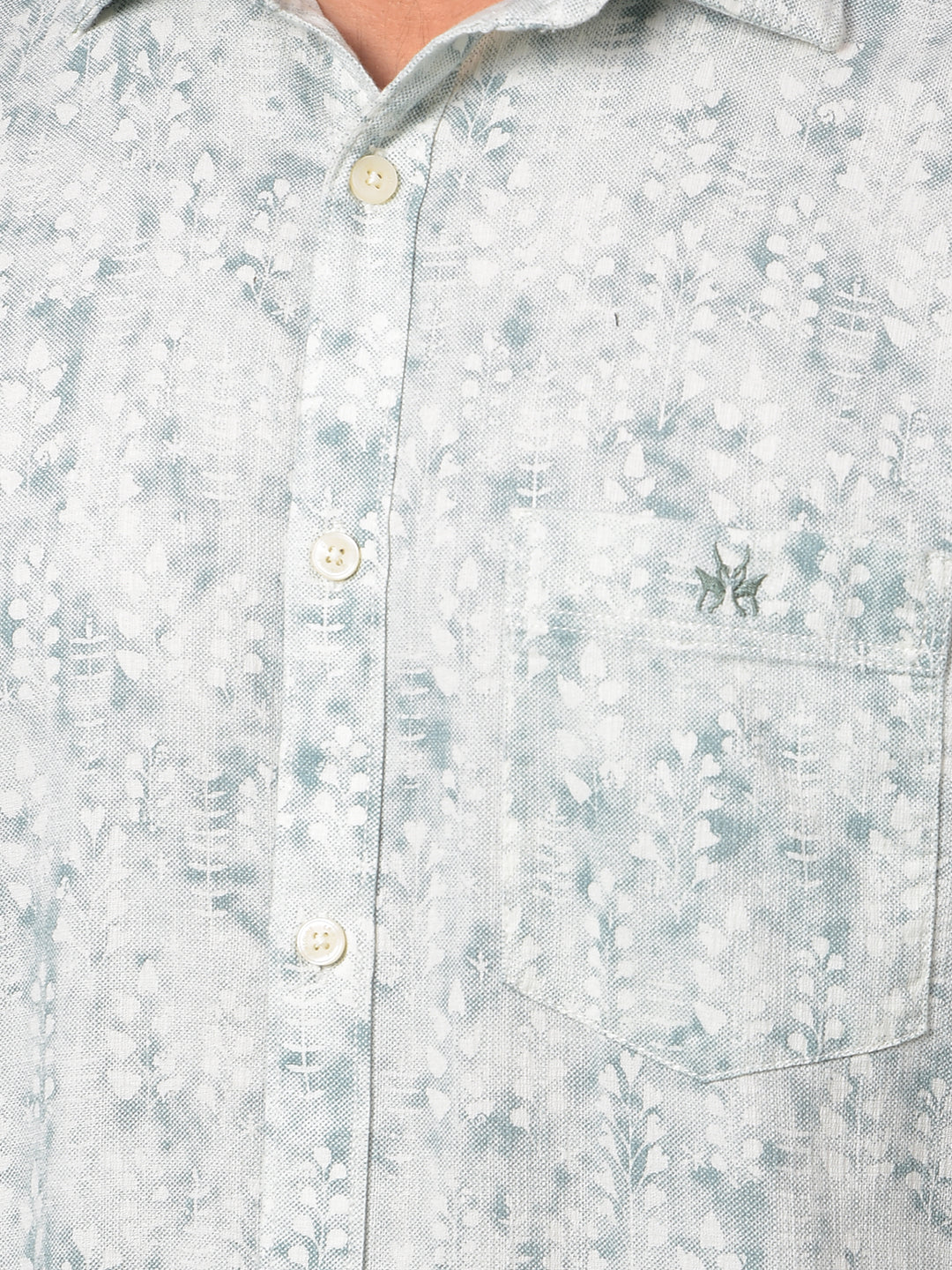 Green Floral Print Shirt-Men Shirts-Crimsoune Club