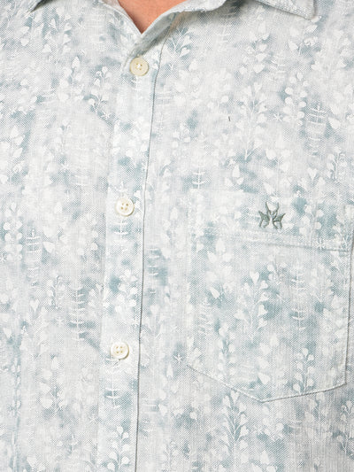Green Floral Print Shirt-Men Shirts-Crimsoune Club