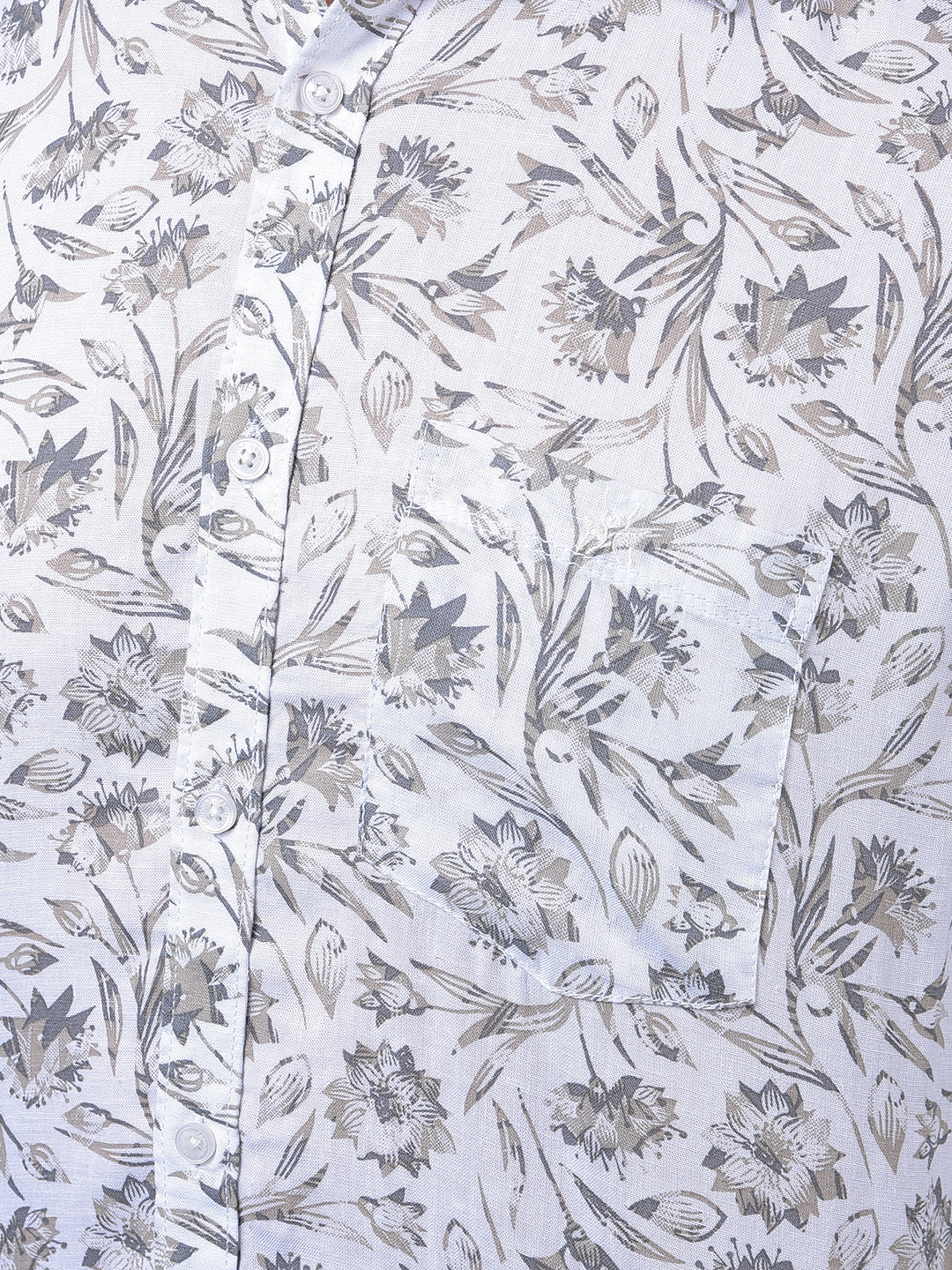 Green Floral Print Linen Shirt-Men Shirts-Crimsoune Club