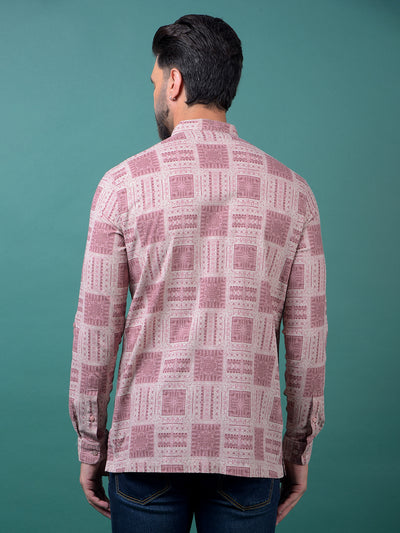 Pink Printed Kurta-Men Kurtas-Crimsoune Club