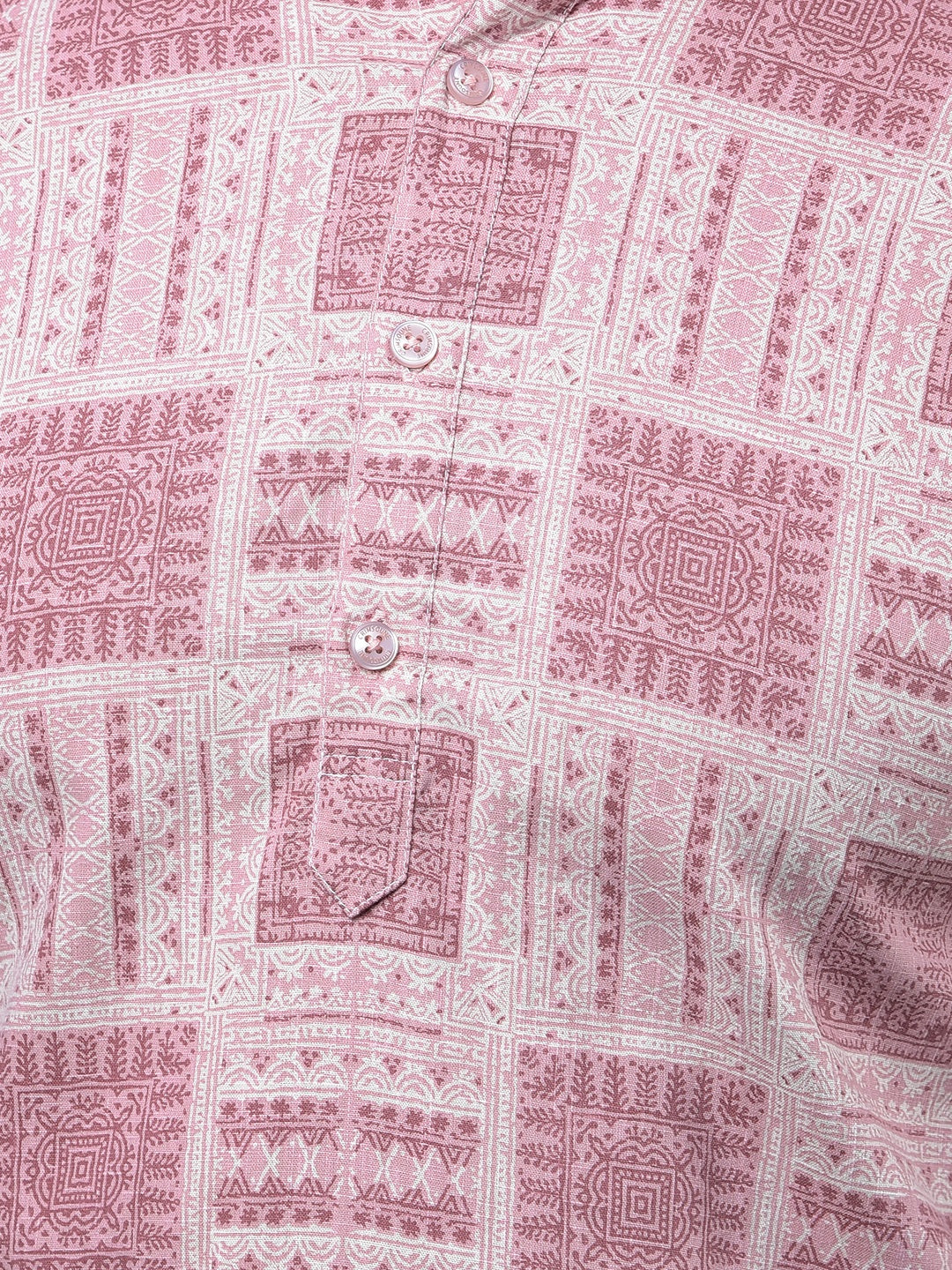 Pink Printed Kurta-Men Kurtas-Crimsoune Club