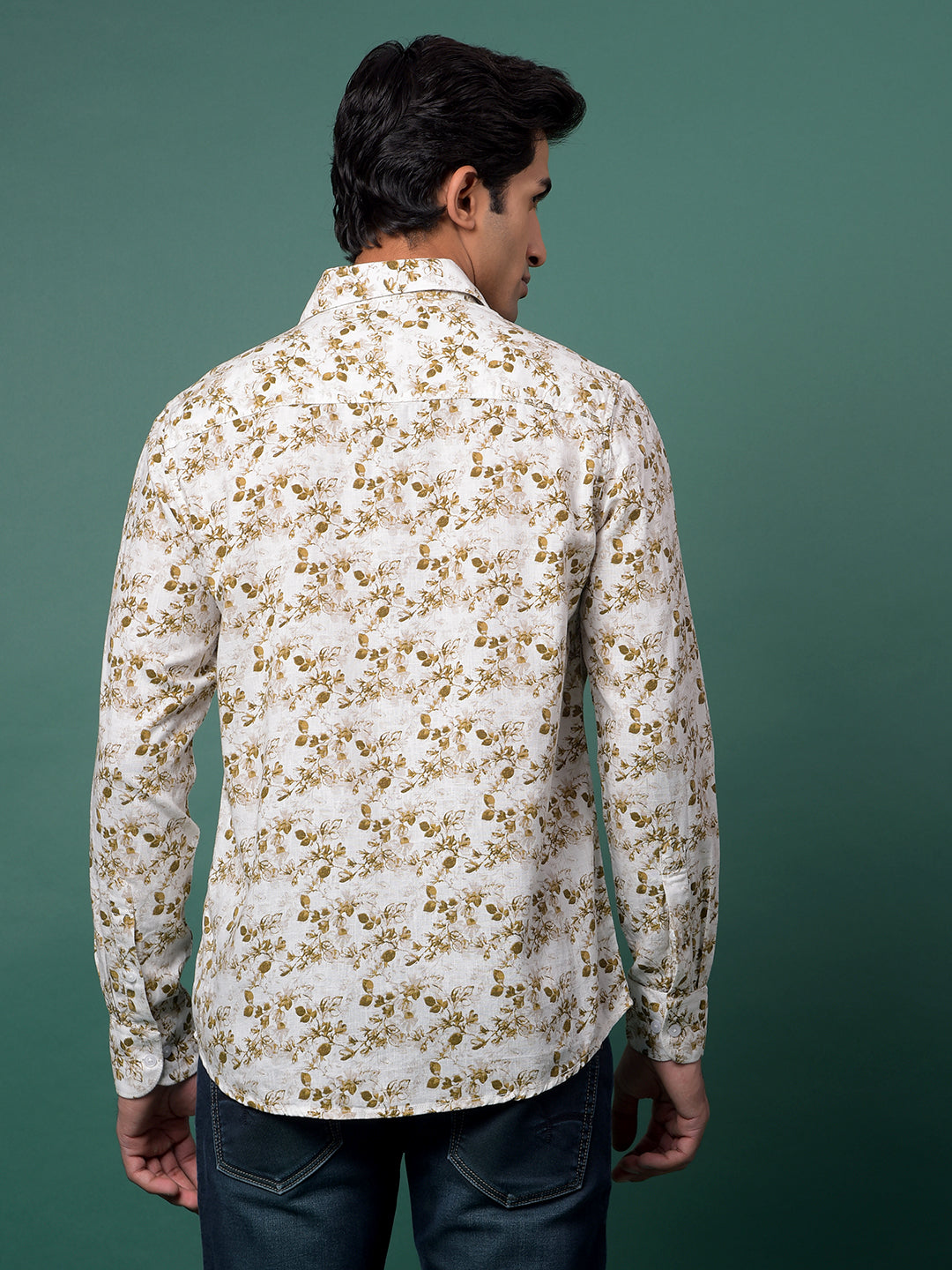Brown Floral Print Shirt-Men Shirts-Crimsoune Club