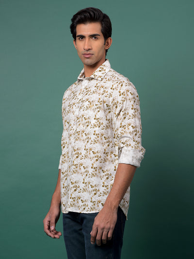 Brown Floral Print Shirt-Men Shirts-Crimsoune Club