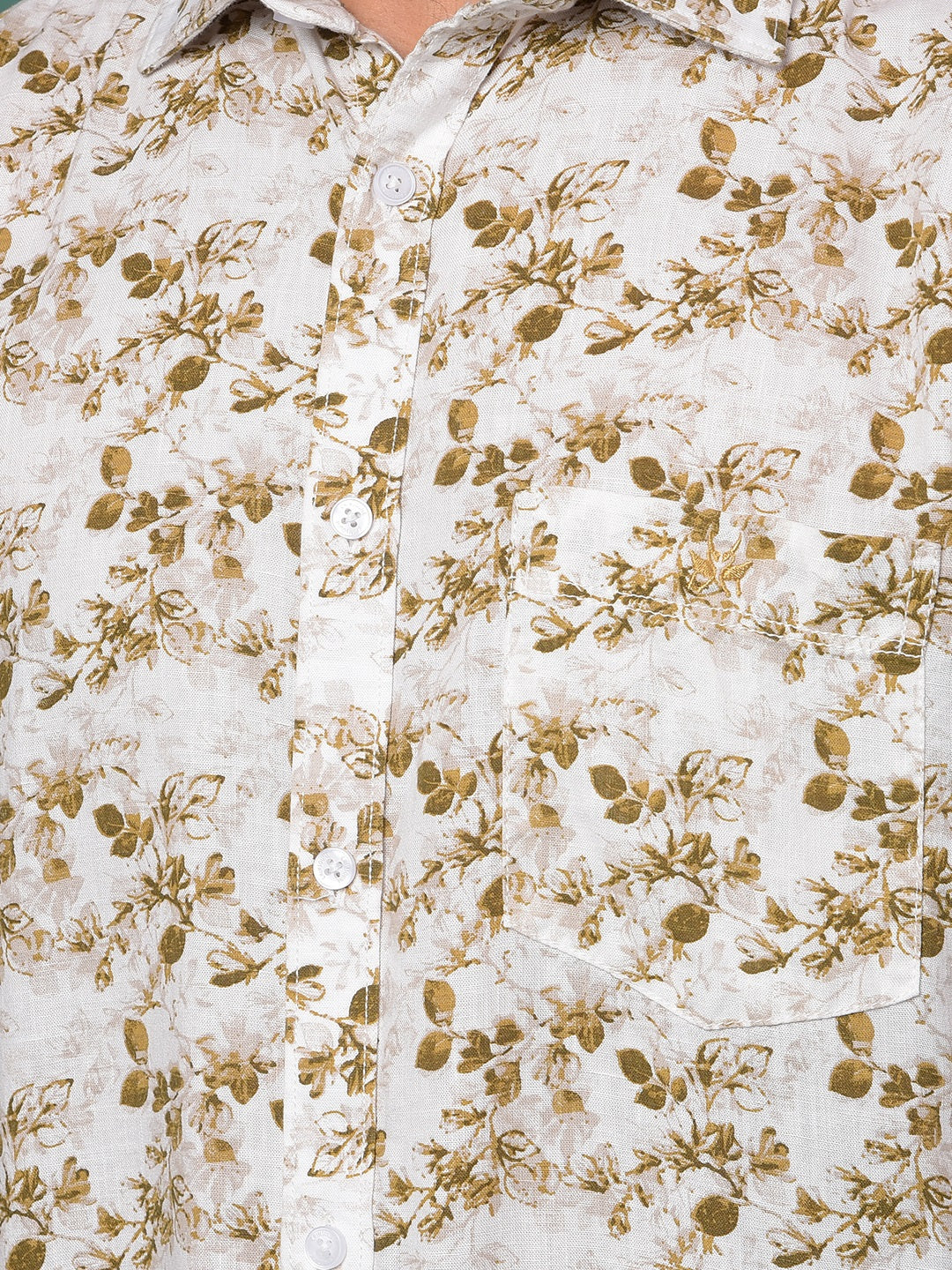 Brown Floral Print Shirt-Men Shirts-Crimsoune Club