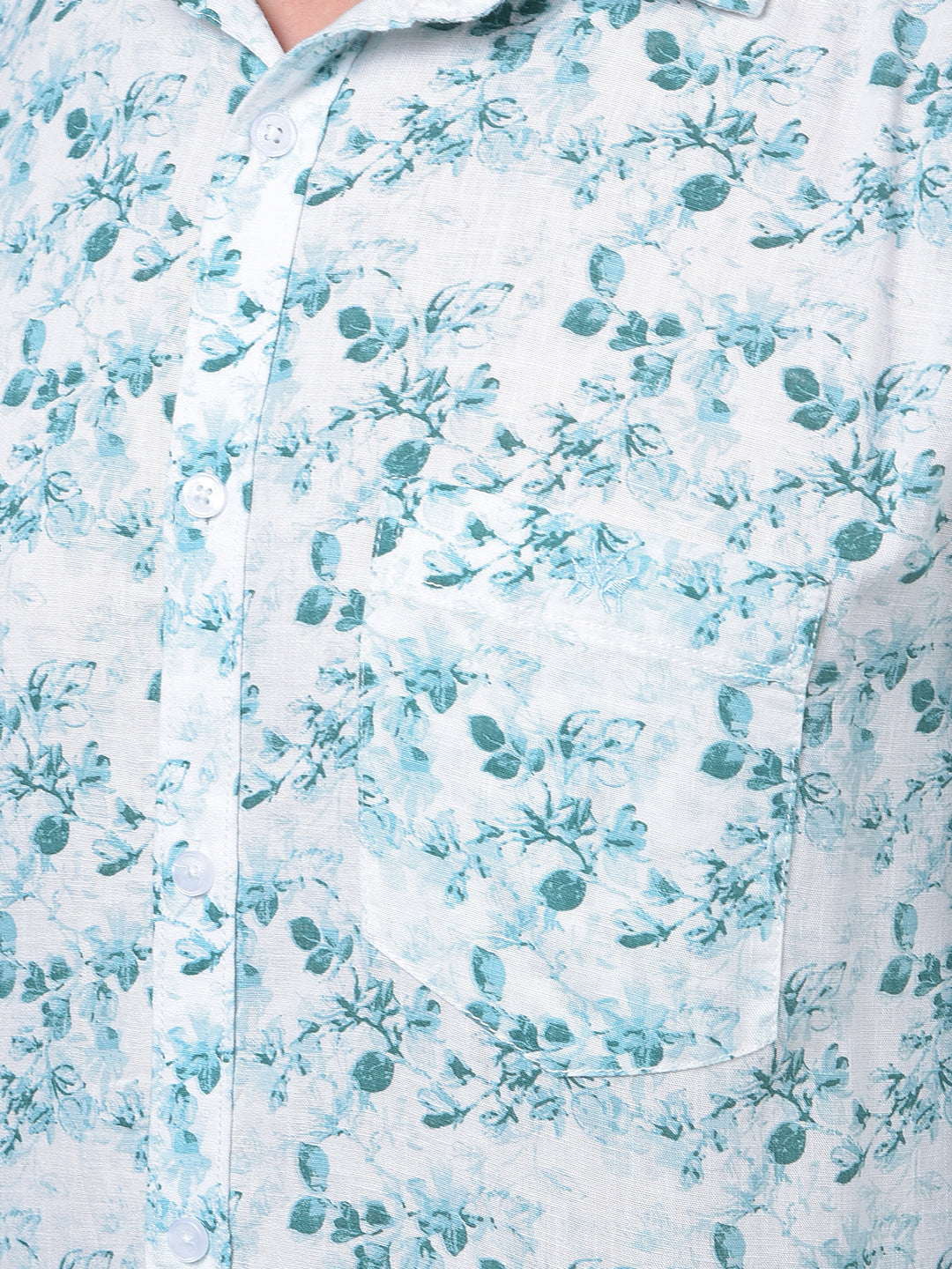 Green Floral Print Shirt-Men Shirts-Crimsoune Club