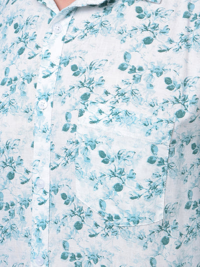 Green Floral Print Shirt-Men Shirts-Crimsoune Club