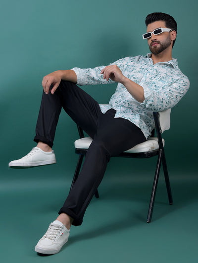 Green Floral Print Shirt-Men Shirts-Crimsoune Club