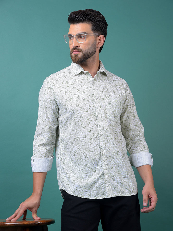 Green Printed Shirt-Men Shirts-Crimsoune Club