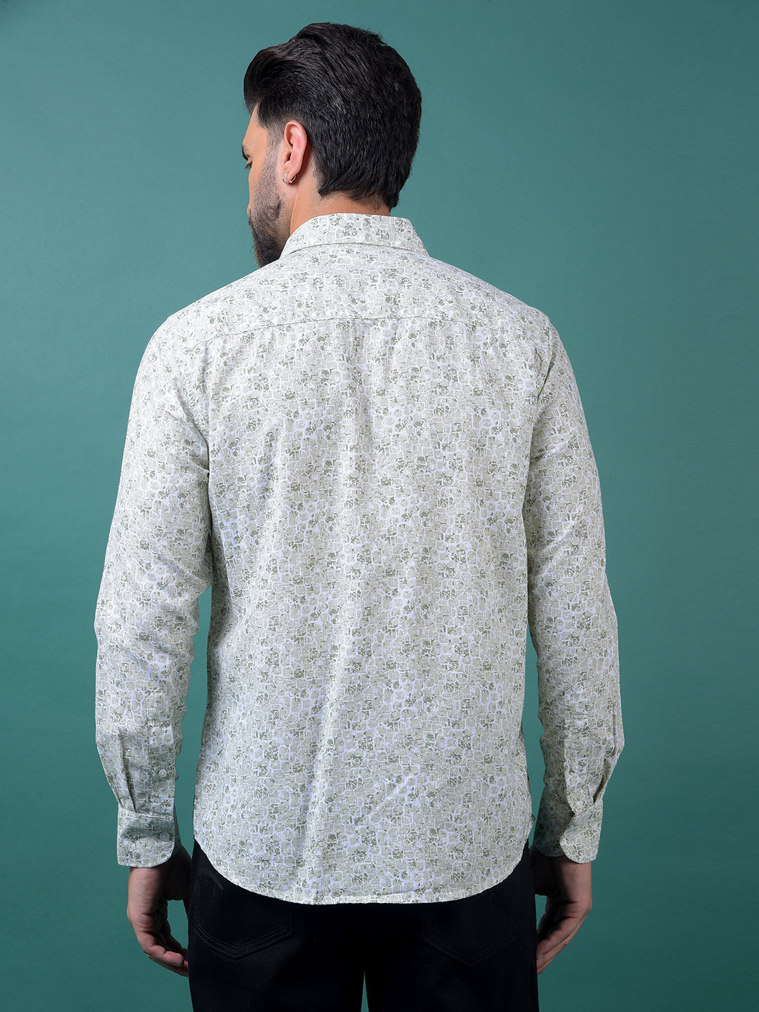 Green Printed Shirt-Men Shirts-Crimsoune Club