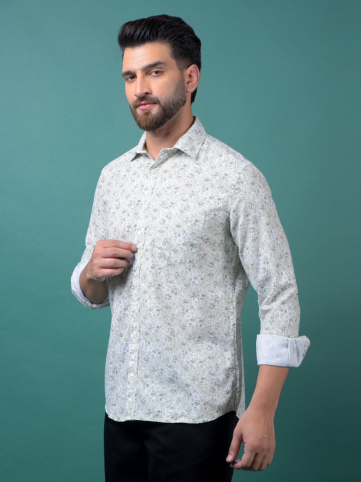 Green Printed Shirt-Men Shirts-Crimsoune Club
