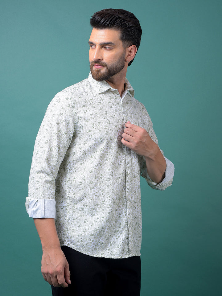 Green Printed Shirt-Men Shirts-Crimsoune Club