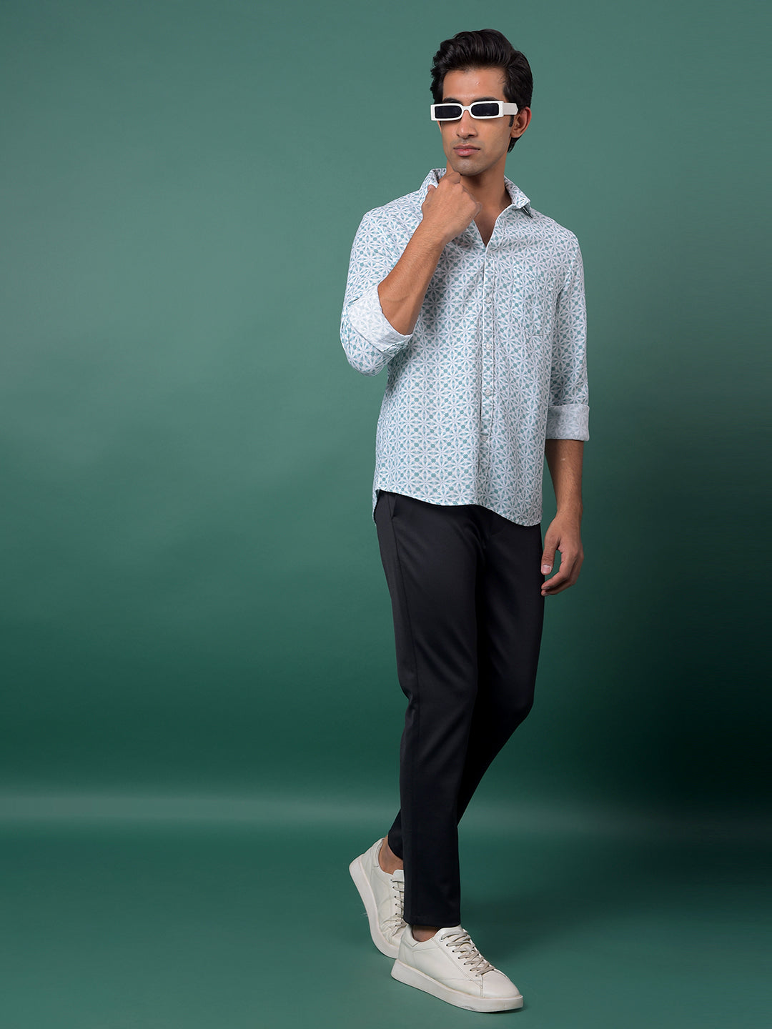 Green Printed Shirt-Men Shirts-Crimsoune Club