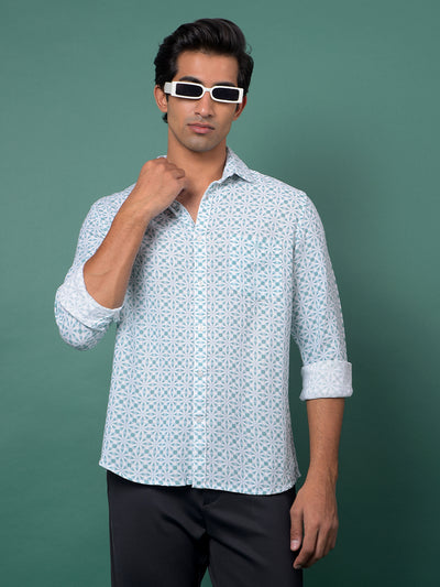 Green Printed Shirt-Men Shirts-Crimsoune Club