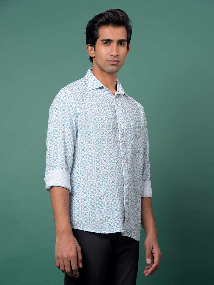 Green Printed Shirt-Men Shirts-Crimsoune Club