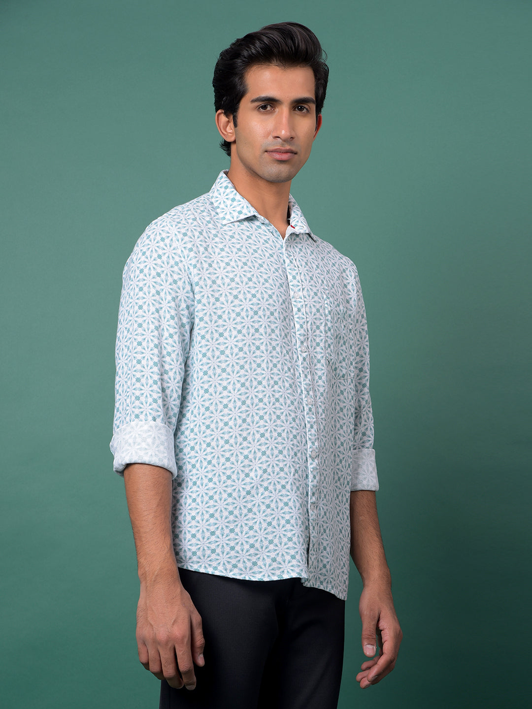 Green Printed Shirt-Men Shirts-Crimsoune Club
