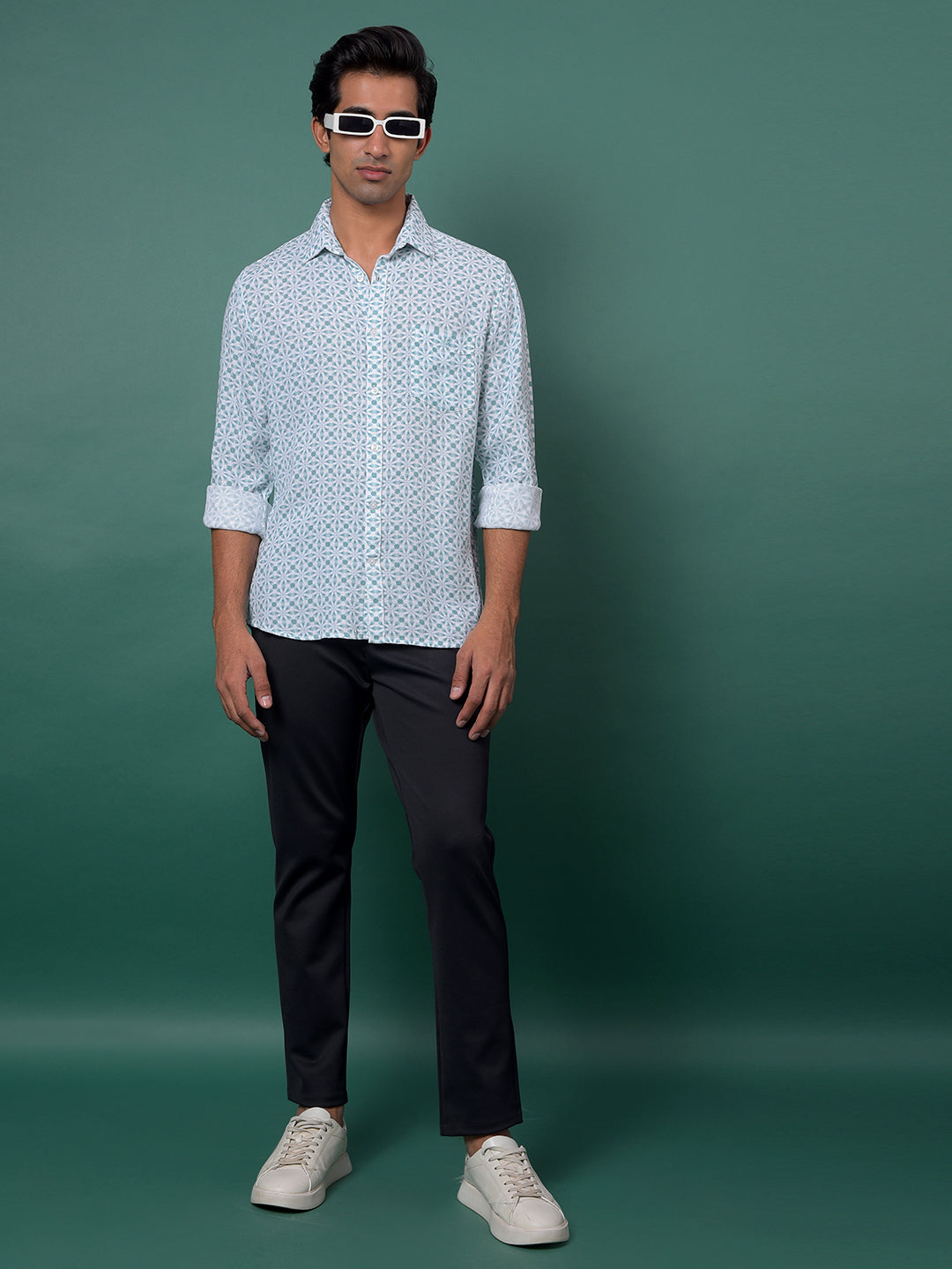 Green Printed Shirt-Men Shirts-Crimsoune Club