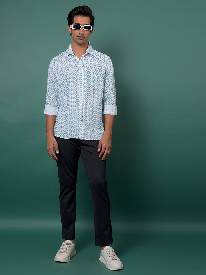 Green Printed Shirt-Men Shirts-Crimsoune Club