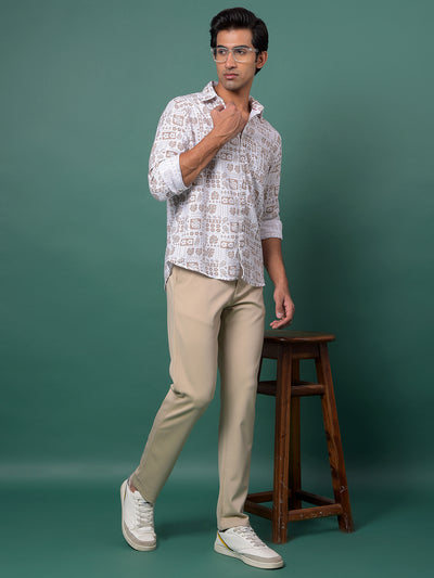 Brown Floral Print Shirt-Men Shirts-Crimsoune Club