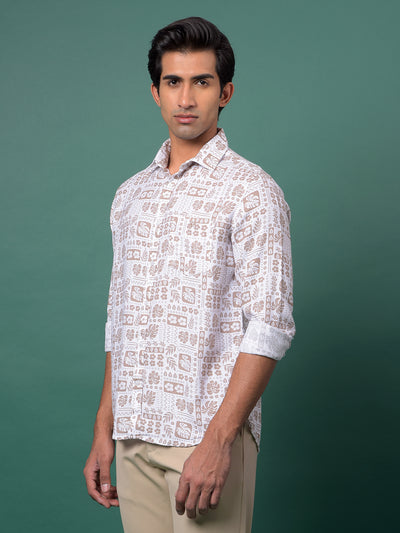 Brown Floral Print Shirt-Men Shirts-Crimsoune Club
