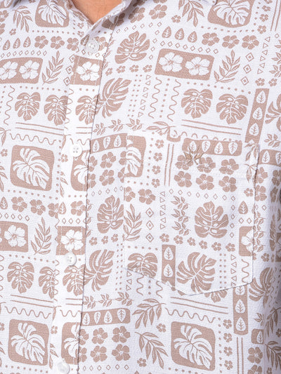 Brown Floral Print Shirt-Men Shirts-Crimsoune Club