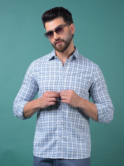 Blue Checked Shirt-Men Shirts-Crimsoune Club