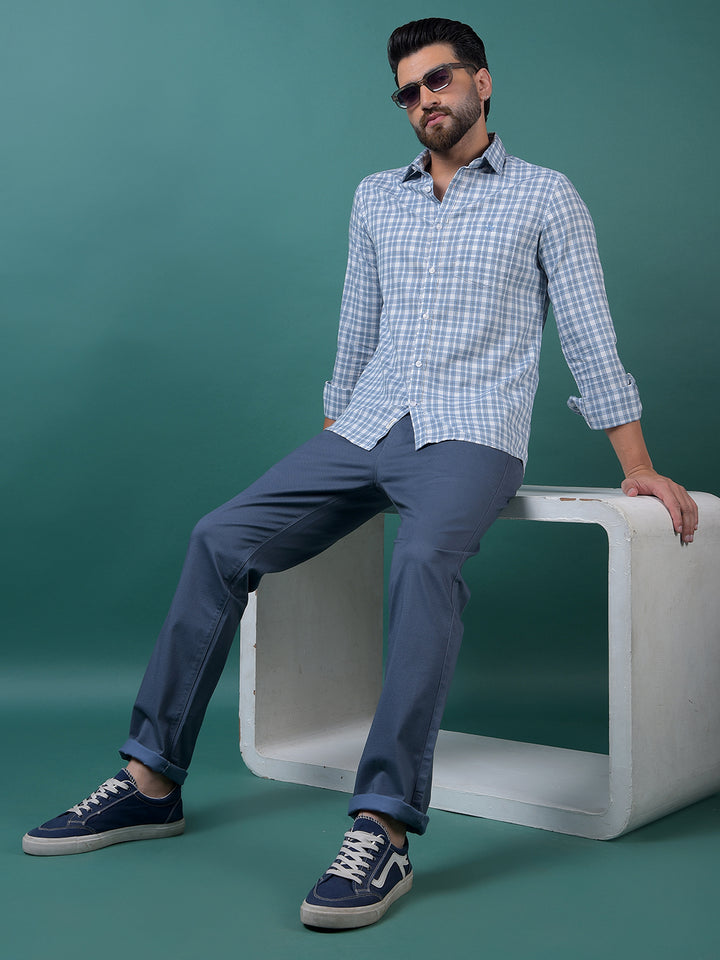 Blue Checked Shirt-Men Shirts-Crimsoune Club