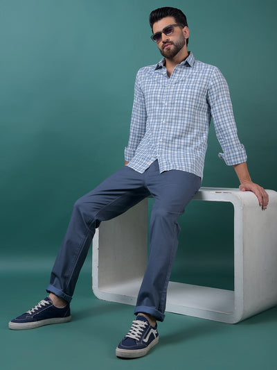 Blue Checked Shirt-Men Shirts-Crimsoune Club