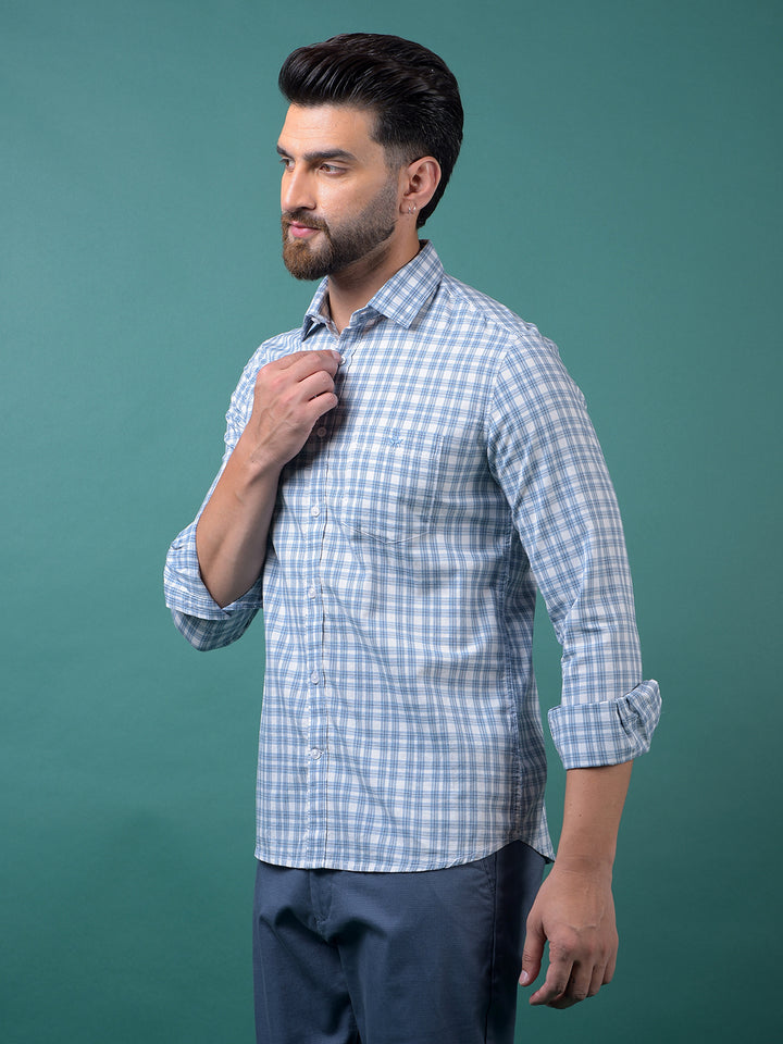 Blue Checked Shirt-Men Shirts-Crimsoune Club