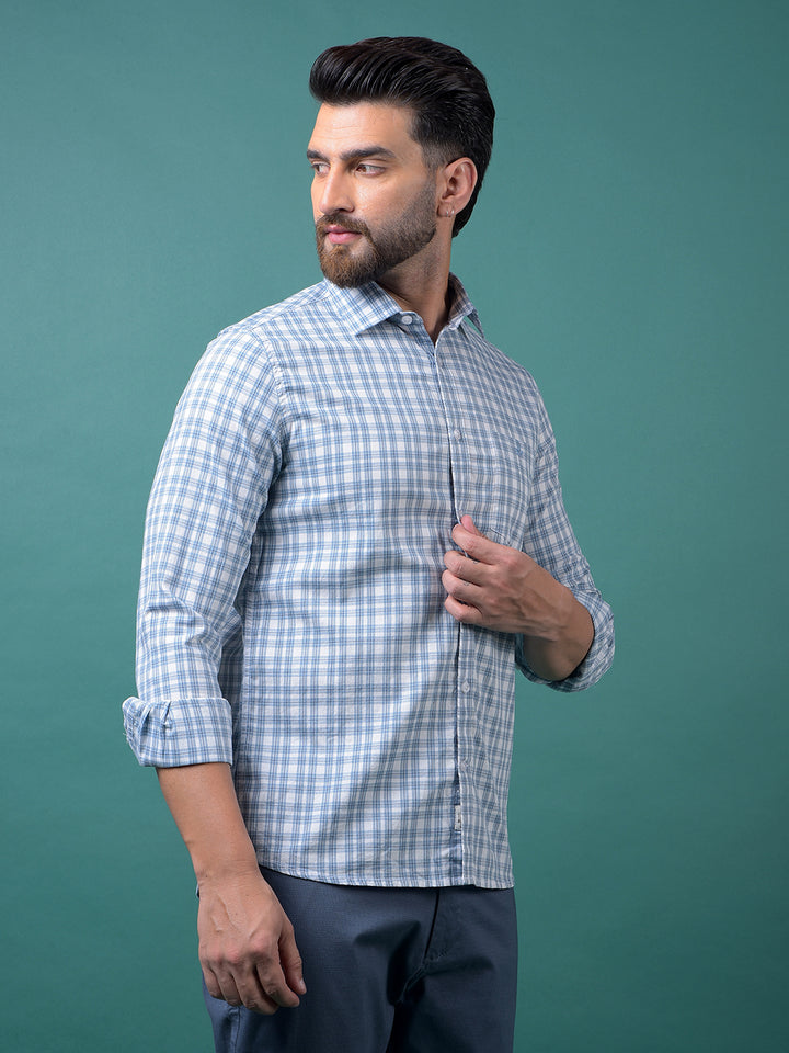 Blue Checked Shirt-Men Shirts-Crimsoune Club