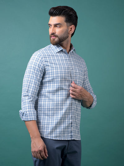 Blue Checked Shirt-Men Shirts-Crimsoune Club
