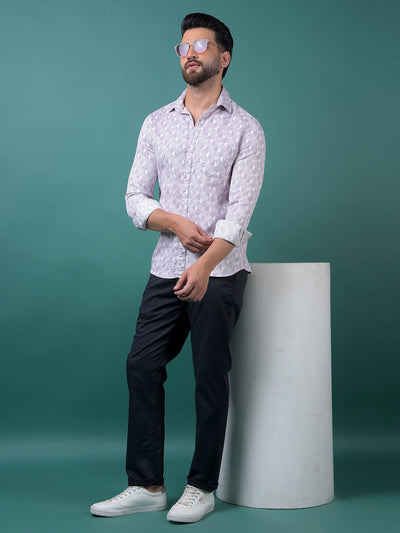 Purple Printed 100% Cotton Shirt-Men Shirts-Crimsoune Club