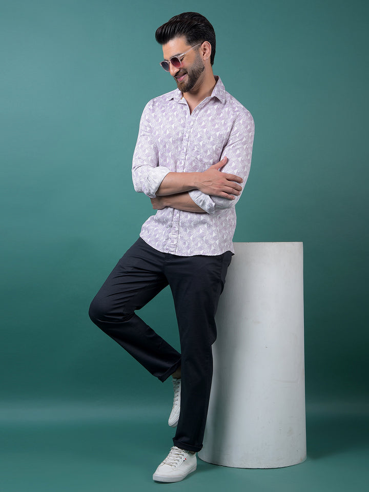 Purple Printed 100% Cotton Shirt-Men Shirts-Crimsoune Club