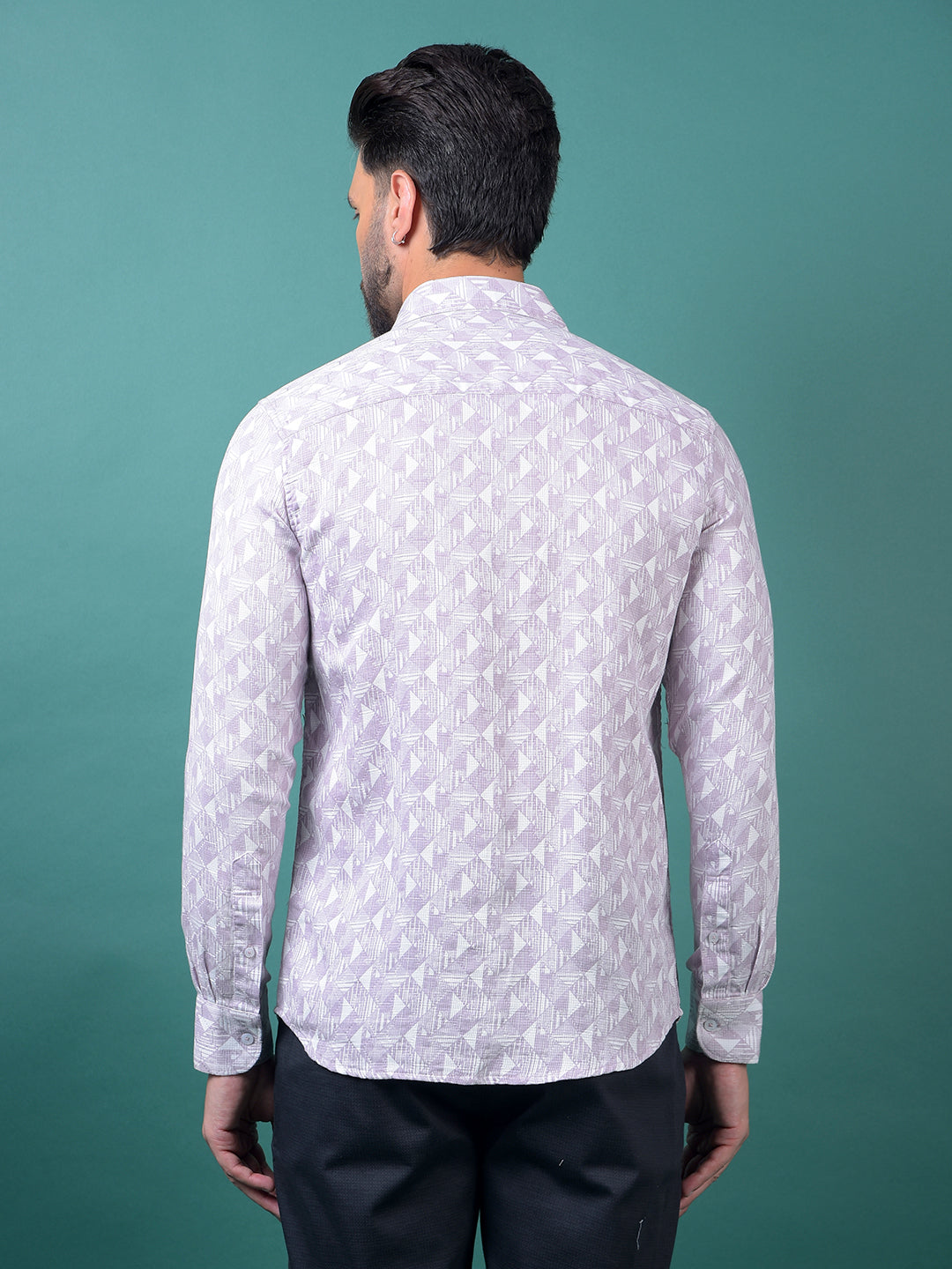 Purple Printed 100% Cotton Shirt-Men Shirts-Crimsoune Club