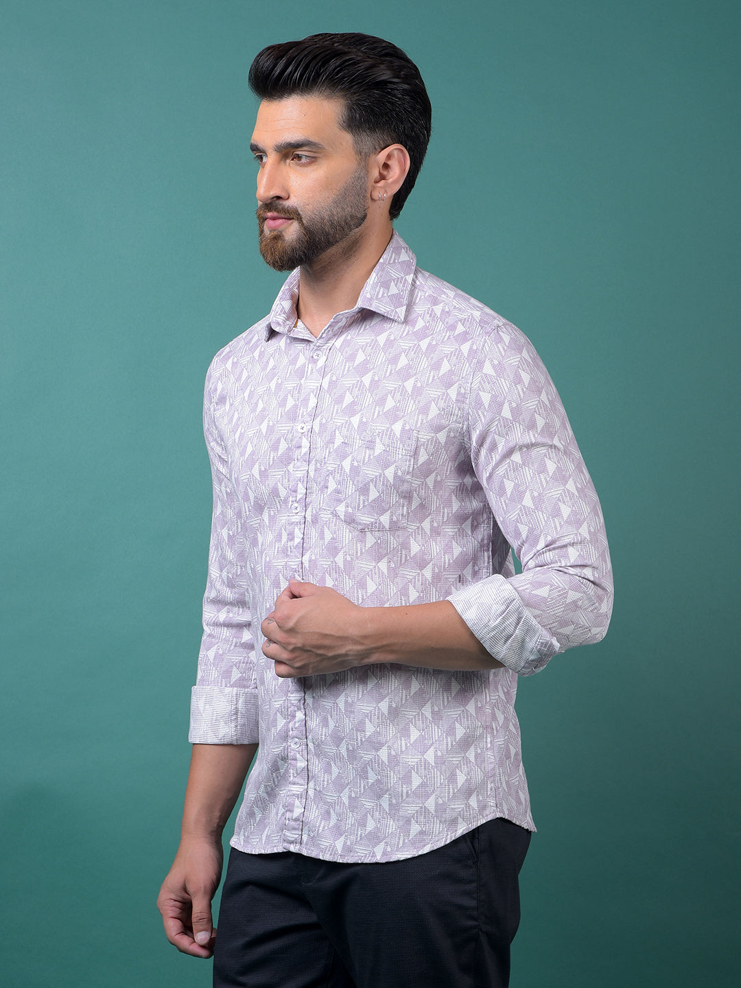 Purple Printed 100% Cotton Shirt-Men Shirts-Crimsoune Club