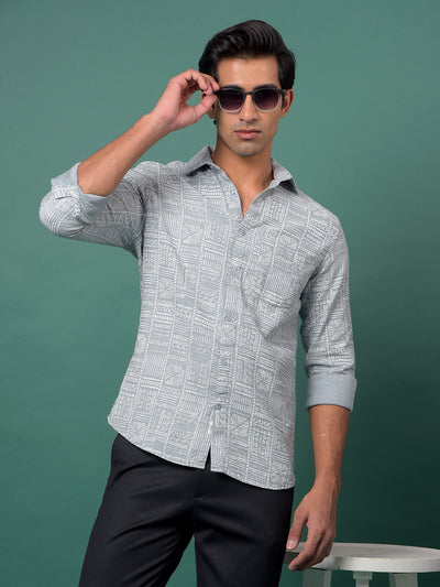 Green Printed 100% Cotton Shirt-Men Shirts-Crimsoune Club