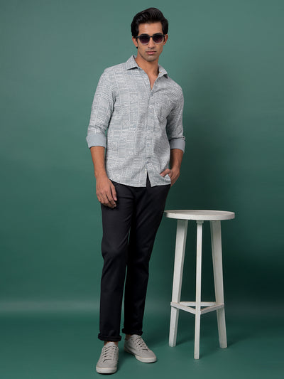 Green Printed 100% Cotton Shirt-Men Shirts-Crimsoune Club