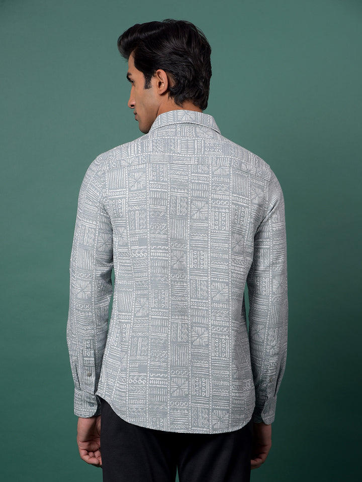 Green Printed 100% Cotton Shirt-Men Shirts-Crimsoune Club