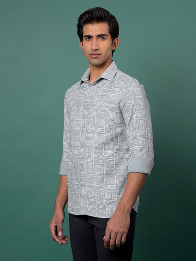 Green Printed 100% Cotton Shirt-Men Shirts-Crimsoune Club