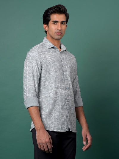 Green Printed 100% Cotton Shirt-Men Shirts-Crimsoune Club