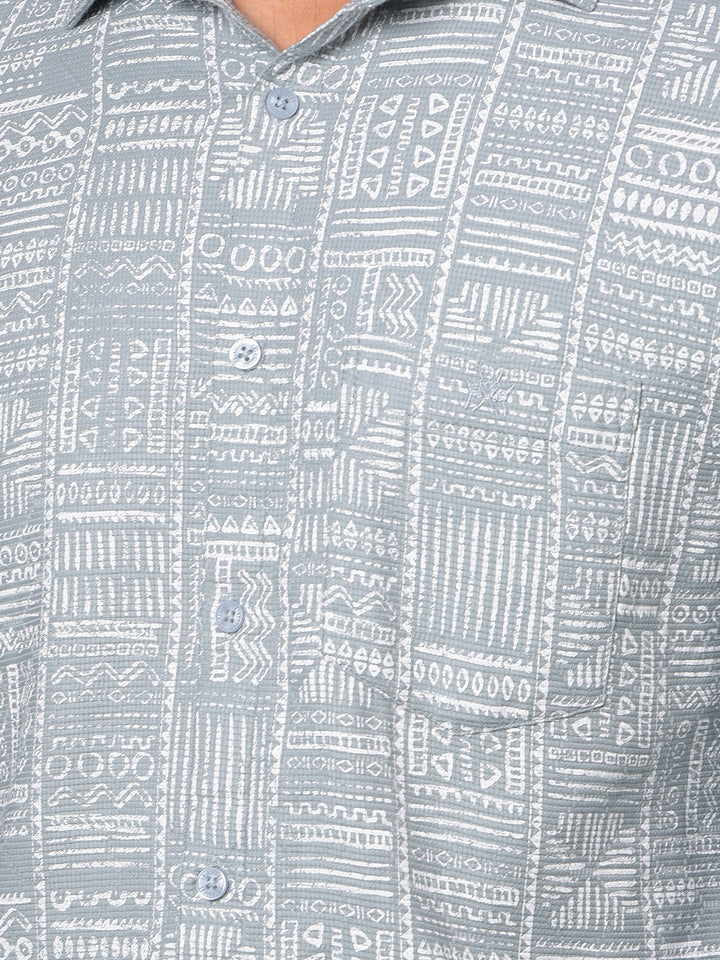 Green Printed 100% Cotton Shirt-Men Shirts-Crimsoune Club
