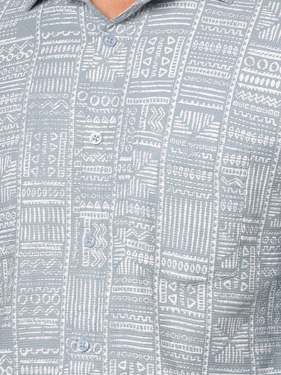 Green Printed 100% Cotton Shirt-Men Shirts-Crimsoune Club