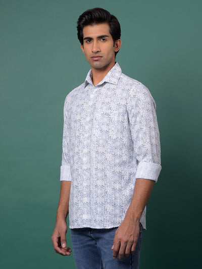 Grey Floral Print Shirt-Men Shirts-Crimsoune Club