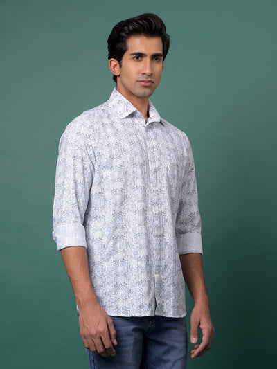 Grey Floral Print Shirt-Men Shirts-Crimsoune Club