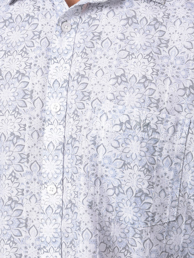 Grey Floral Print Shirt-Men Shirts-Crimsoune Club